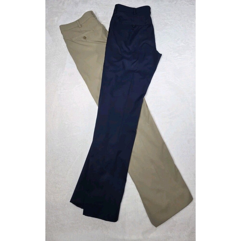 PGA Tour (2)  Mens Golf Pleated Pants Blue Beige 32x30